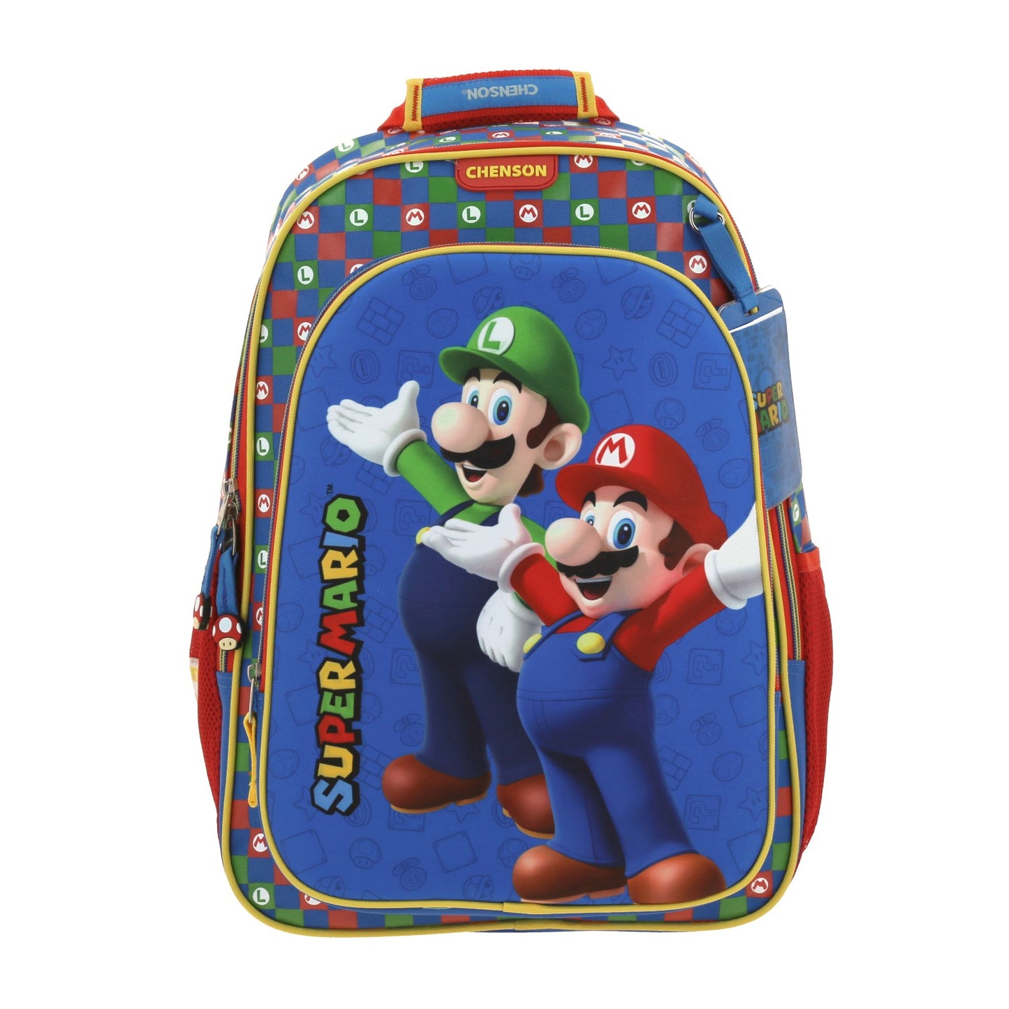 Mochila Escolar Super Mario - Mario y Luigi - Chenson - Azul y Roja