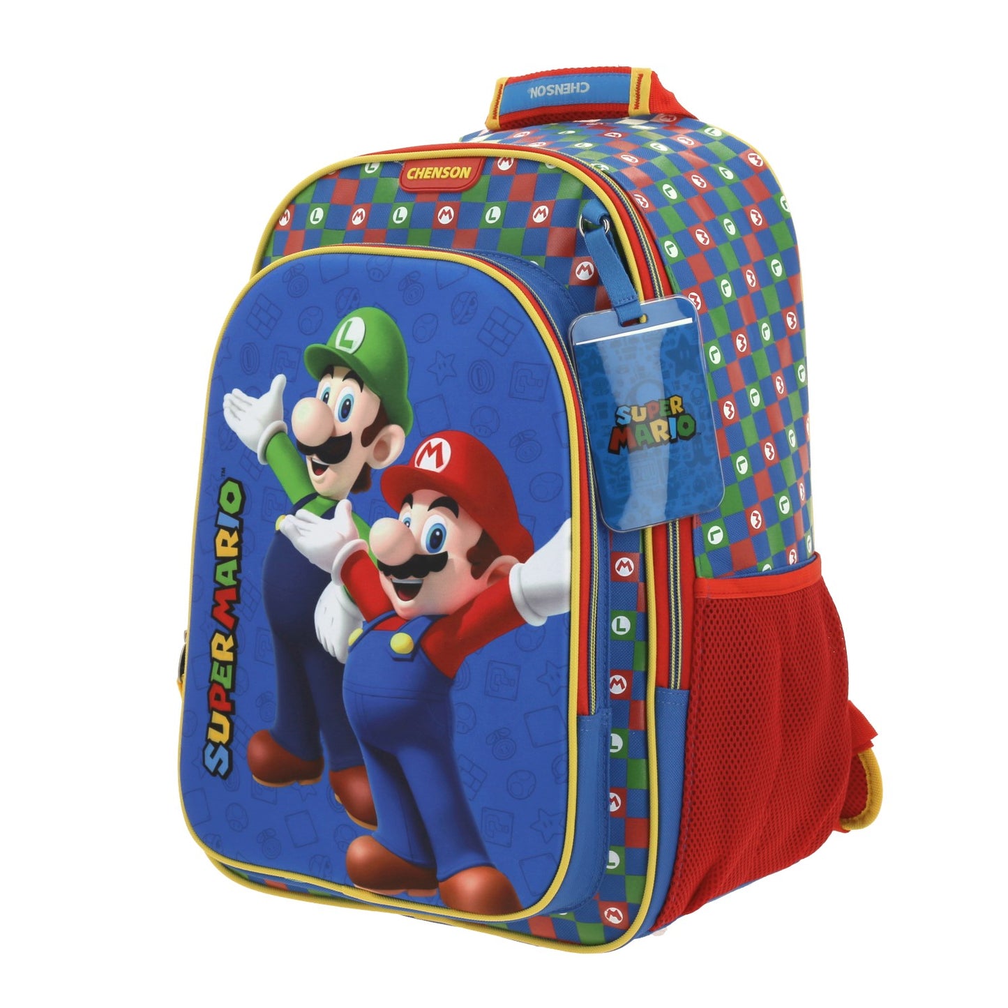 Mochila Escolar Super Mario - Mario y Luigi - Chenson - Azul y Roja