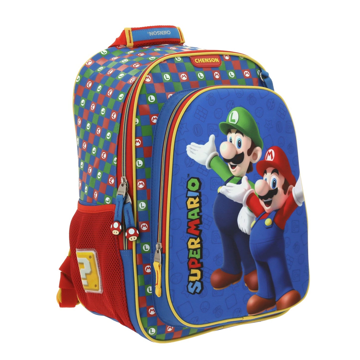 Mochila Escolar Super Mario - Mario y Luigi - Chenson - Azul y Roja