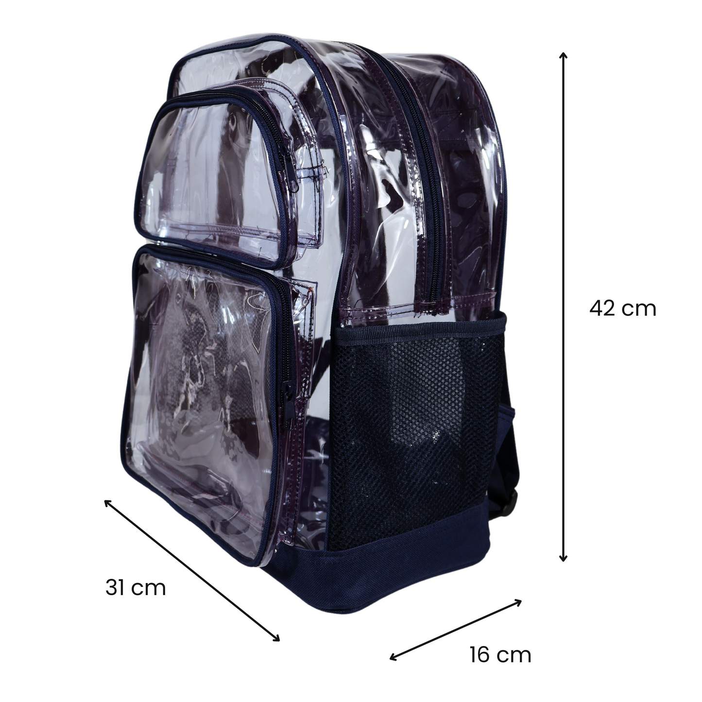 Mochila Transparente Jumbo Reforzada - Azul Marino