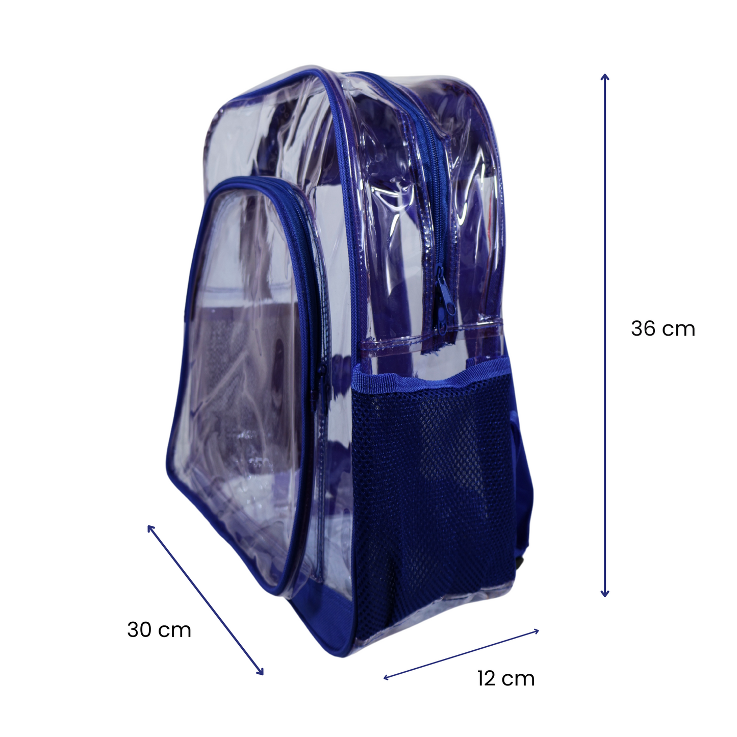 Mochila Transparente Modelo Mediano - Azul Rey