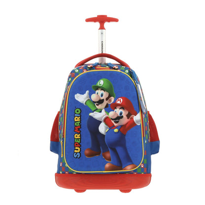 Mochila con Ruedas Super Mario - Mario y Luigi - Chenson - Azul y Roja