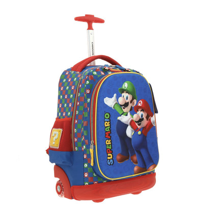 Mochila con Ruedas Super Mario - Mario y Luigi - Chenson - Azul y Roja