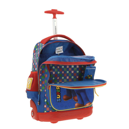 Mochila con Ruedas Super Mario - Mario y Luigi - Chenson - Azul y Roja