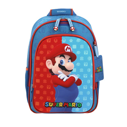 Mochila Escolar Super Mario - Chenson - Azul y Roja