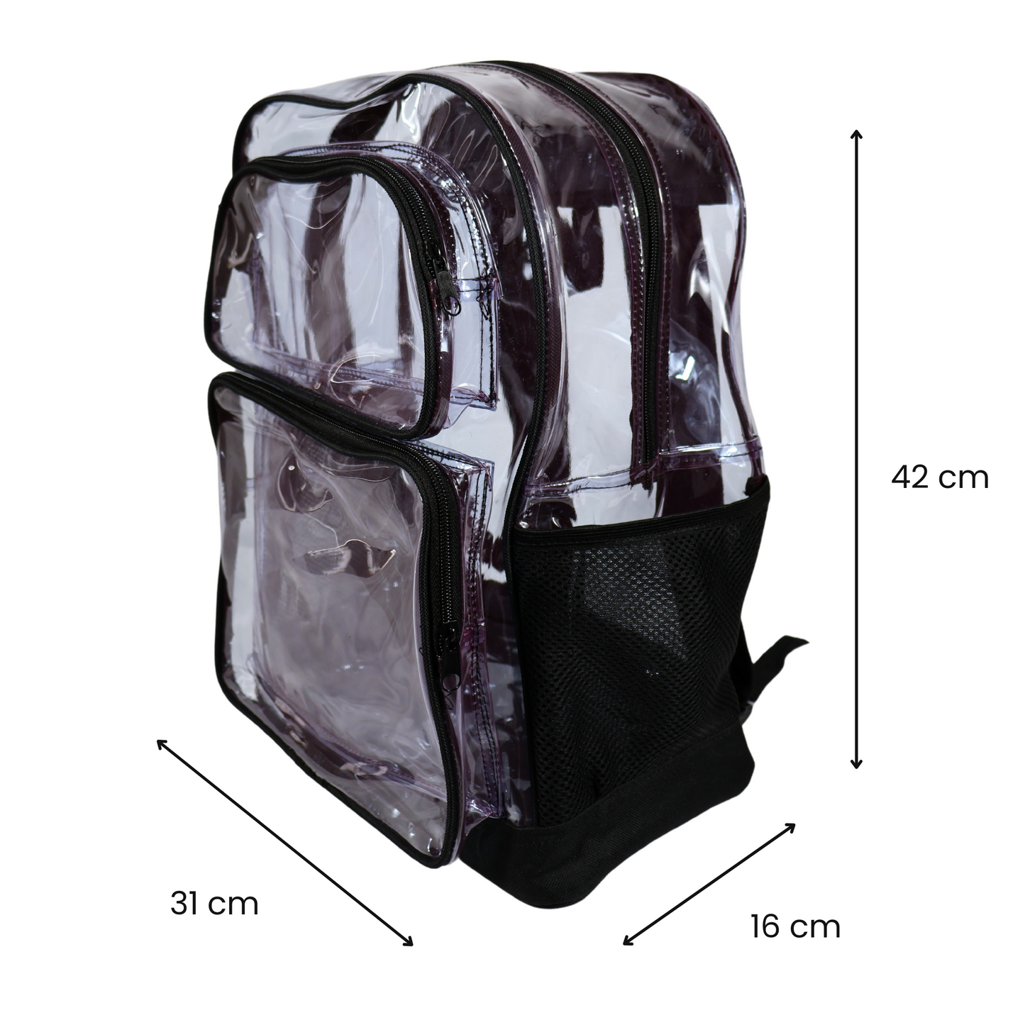 Mochila Transparente Jumbo Reforzada - Negro