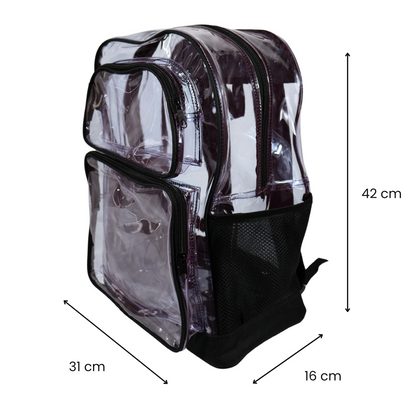Mochila Transparente Jumbo Reforzada - Negro