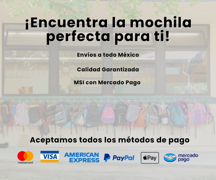 Banner móvil de tienda de mochilas con opciones de pago y envíos a todo MéxicoBanner móvil de tienda de mochilas con opciones de pago y envíos a todo México